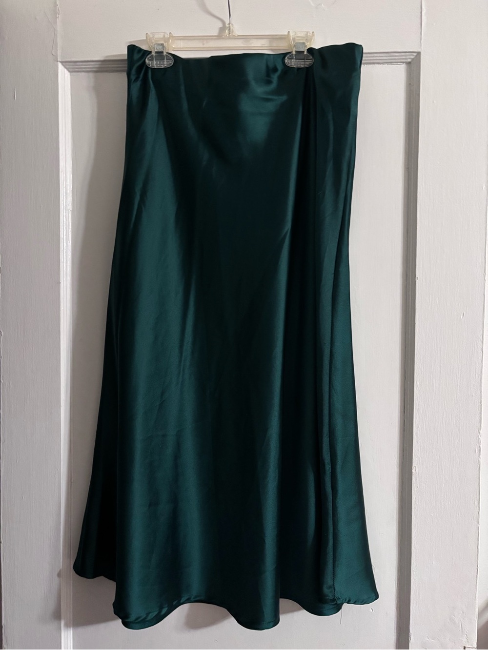 Emerald Satin Midi Skirt - Women